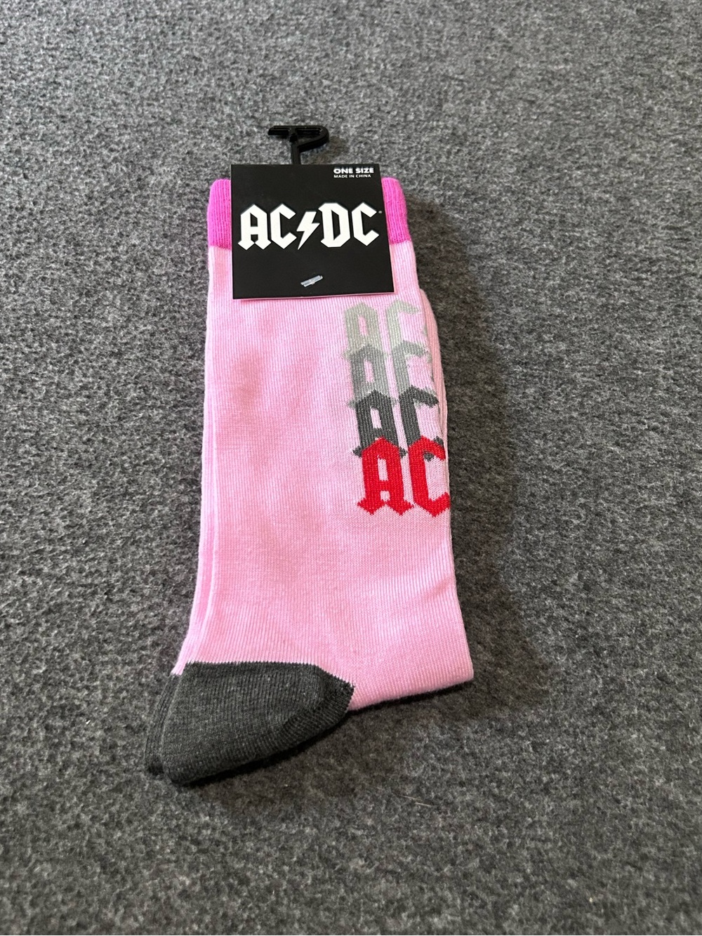 AC/DC Official Licensed Pink Graphic Crew Socks NWT Fits Shoe Size US 7-12